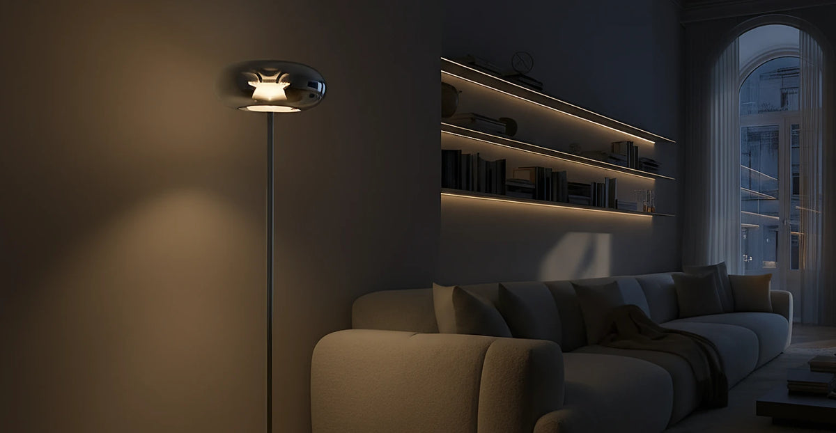 Close-up of a fully furnished corner with a visible lamp, very homely, no people (landscape)